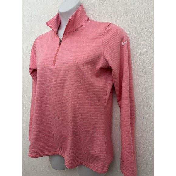 Nike Golf 1/4 Dri Fit Pullover Sweatshirt Women's Large L Salmon Pink Textured - Picture 3 of 8